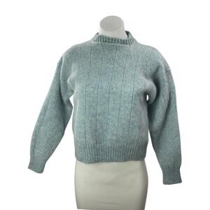 The Baggy Shag by Lord Jeff Blue Wool Long Sleeve Mock Neck Sweater Top Size XL